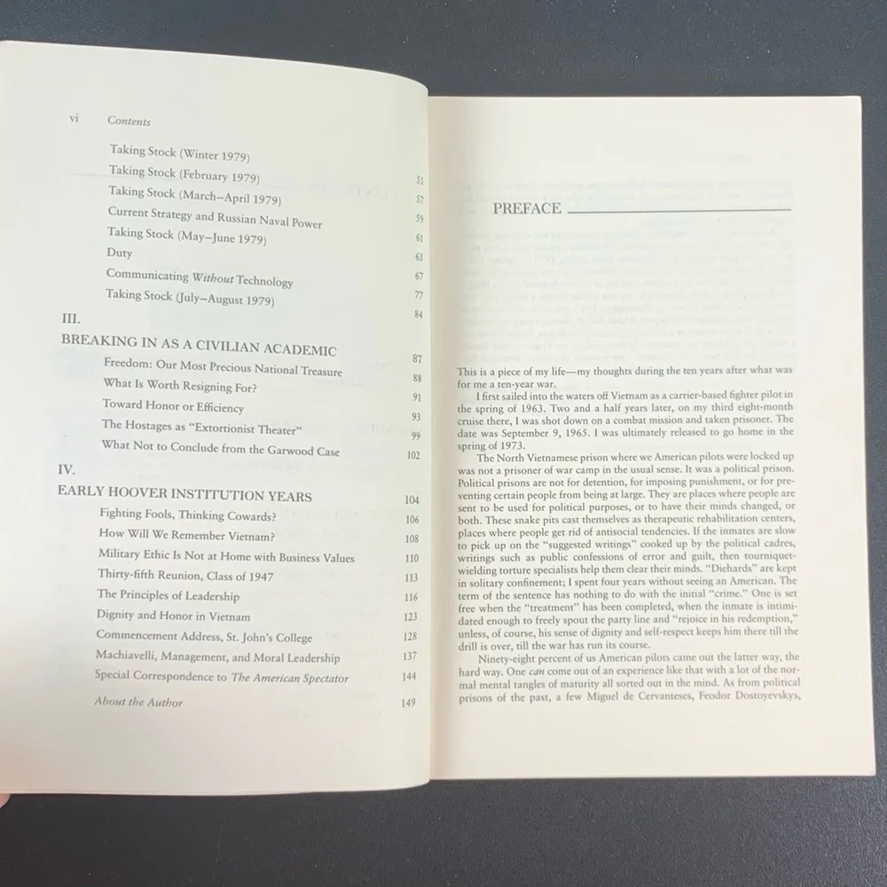 Ten Years of Reflection: A Vietnam Experience by James B. Stockdale. 1984.